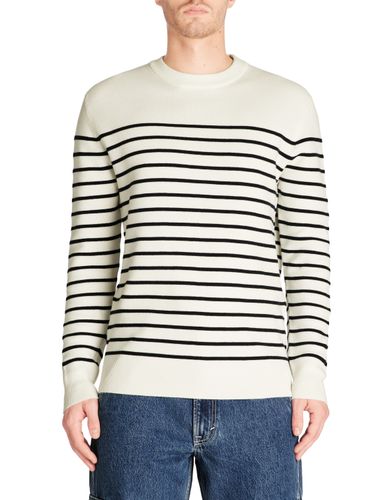 Pull col rond 100% coton mélangé - écru - camaieu - Modalova