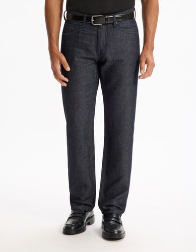 Jean straight coton lin mélangé - bleu - camaieu - Modalova