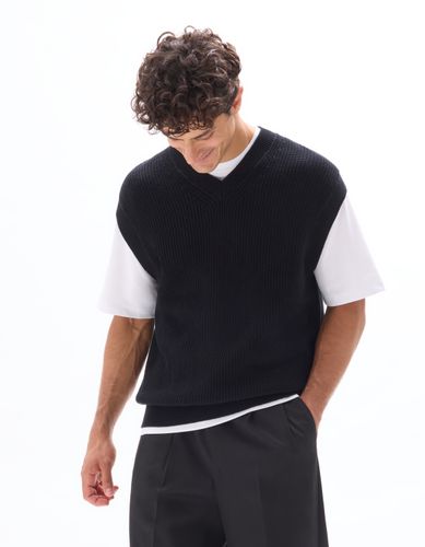 Pull col V en maille perlé 100% coton - camaieu - Modalova