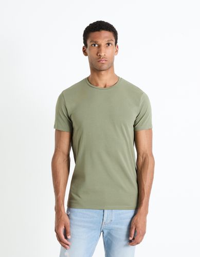 T-shirt slim col rond en coton stretch - camaieu - Modalova