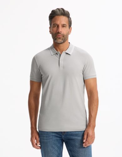 Polo slim coton stretch - gris clair - camaieu - Modalova