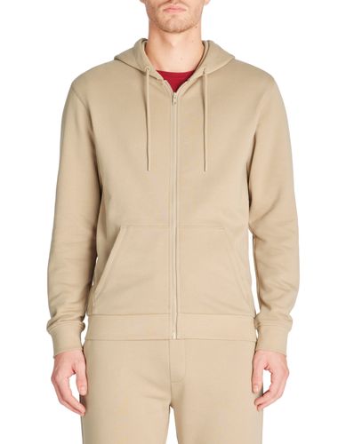 Sweat zippé à capuche 100% coton - beige - camaieu - Modalova