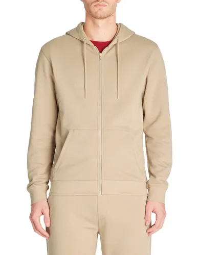 Sweat zippé capuche regular 100% coton - beige - camaieu - Modalova