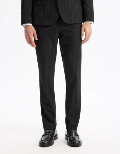 Pantalon de costume slim stretch rayé - noir - camaieu - Modalova