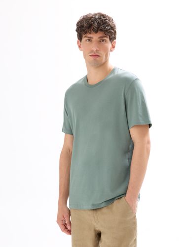 T-shirt regular col rond 100% coton - vert - camaieu - Modalova