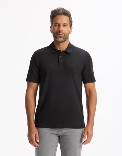 Polo boxy coton mélangé - noir - camaieu - Modalova