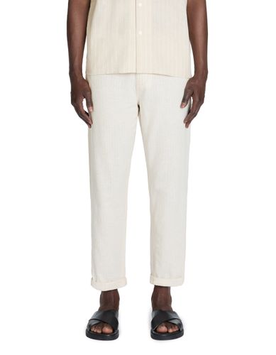 Pantalon straight rayé en lin et coton - beige - camaieu - Modalova
