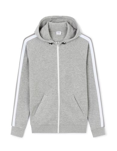 Sweat à capuche en coton mélangé - gris - camaieu - Modalova