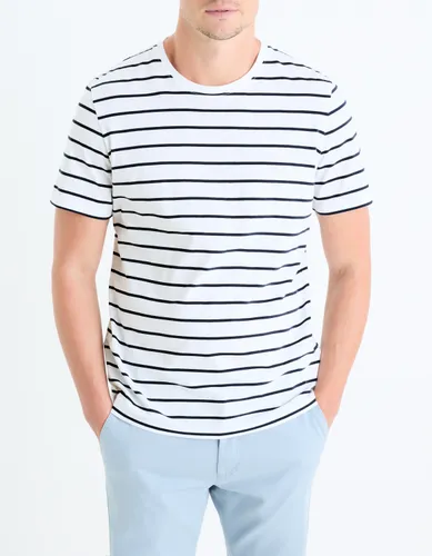 T-shirt straight rayé 100% coton - camaieu - Modalova
