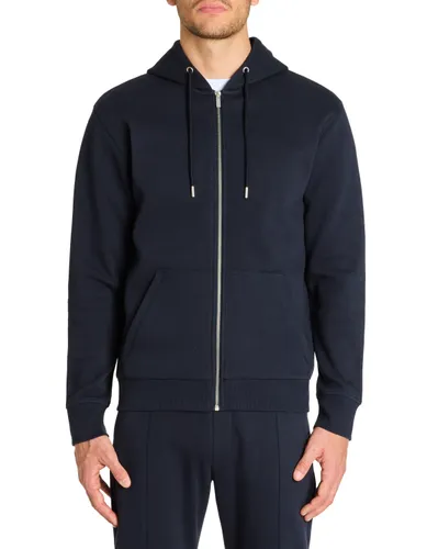 Sweat zippé capuche regular coton mélangé - marine - camaieu - Modalova