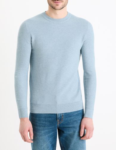 Pull col rond 100% coton - bleu - camaieu - Modalova