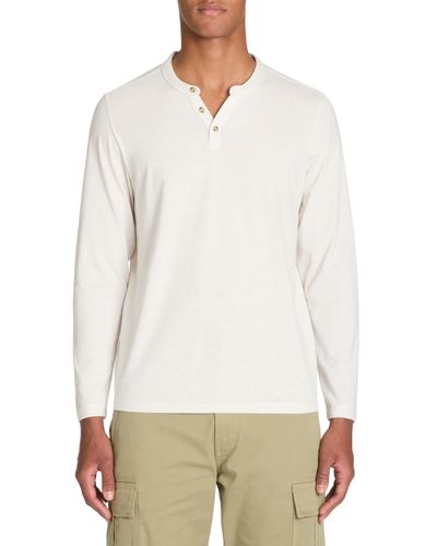 T-shirt straight coton mélangé manches longues - écru - camaieu - Modalova