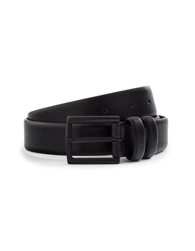 Ceinture en cuir safiano - noir - camaieu - Modalova