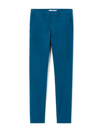 Pantalon slim en coton stretch - bleu - camaieu - Modalova