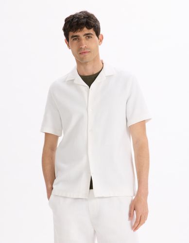Chemisette regular 100% coton texturé - beige - camaieu - Modalova