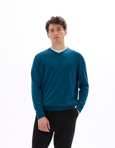 Pull col V 100% coton - bleu foncé - camaieu - Modalova