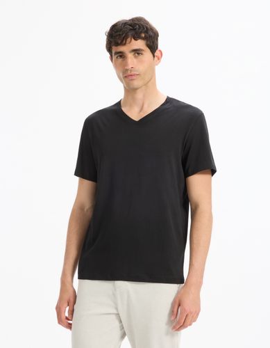 T-shirt regular col V 100% coton - camaieu - Modalova