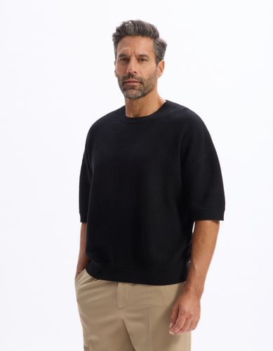 T-shirt boxy en maille col rond 100% coton - camaieu - Modalova