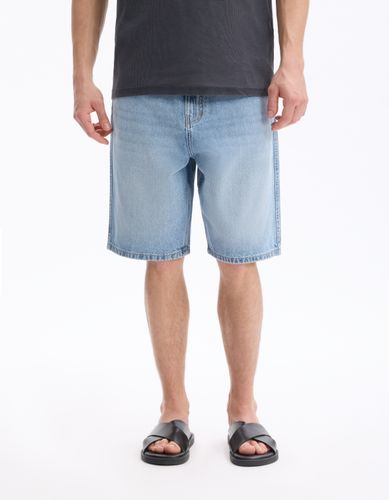 Long bermuda baggy en jean - bleu clair - camaieu - Modalova