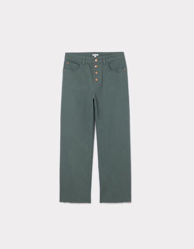 Pantalon droit avec 4 boutons - vert - camaieu - Modalova