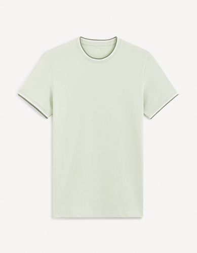 T-shirt col rond coton stretch - bleu - celio - Modalova