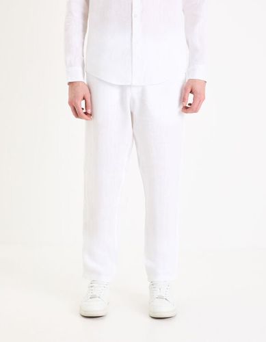 Pantalon 24h regular en lin - Blanc - celio - Modalova