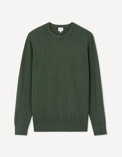 Pull col rond 100% coton - vert - celio - Modalova