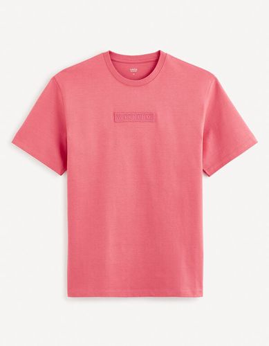 T-shirt col rond 100% coton - rose - celio - Modalova