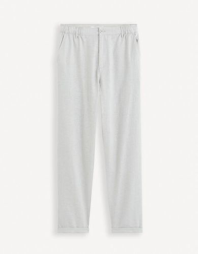 Pantalon straight en lin mélangé - gris - celio - Modalova