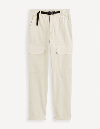 Pantalon poches plaquées coton stretch - beige - celio - Modalova