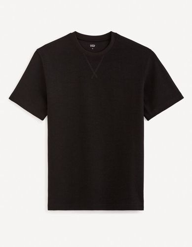 T-shirt à col rond en coton stretch - celio - Modalova