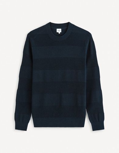 Pull col rond 100% coton - marine - celio - Modalova