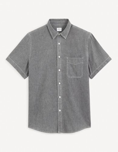 Chemisette regular en jean - gris chine - celio - Modalova