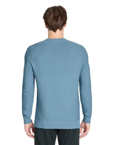 Pull col rond en coton - bleu - camaieu - Modalova