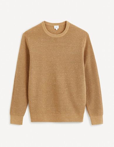 Pull col rond gaufré - camel - celio - Modalova