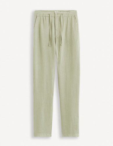 Pantalon 24h 100% lin - vert sauge - celio - Modalova