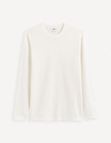 Pull col rond 100% coton - blanc - celio - Modalova