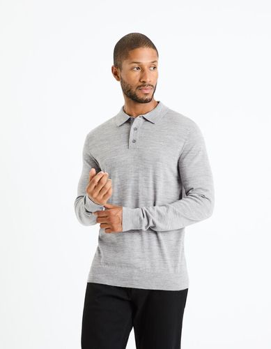 Pull col polo laine mélangée - gris chine - celio - Modalova