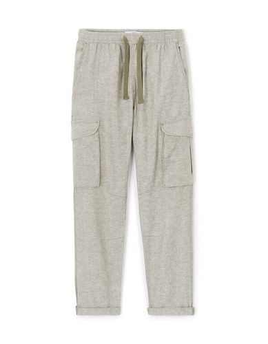 Pantalon cargo slim en lin et coton - camaieu - Modalova