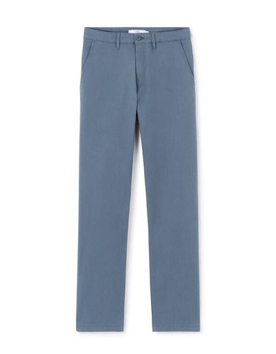 Pantalon straight coton stretch - bleu - camaieu - Modalova