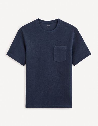 T-shirt boxy en coton stretch - marine - celio - Modalova