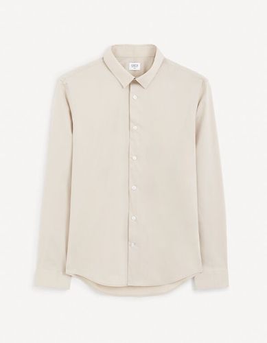 Chemise slim coton stretch - beige - celio - Modalova