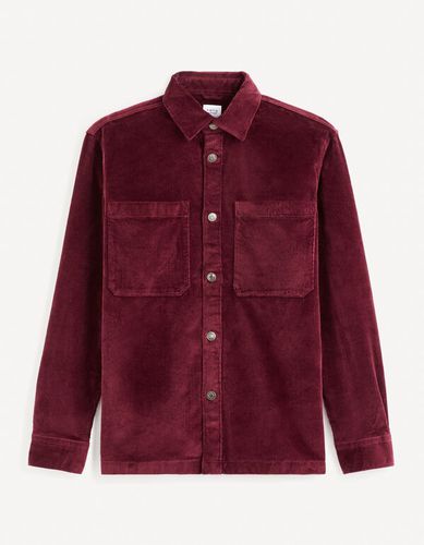 Chemise regular coton élasthanne - bordeaux - celio - Modalova