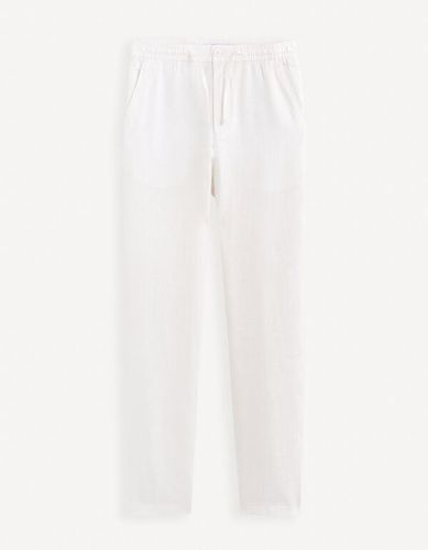 Pantalon chino en lin - blanc - celio - Modalova
