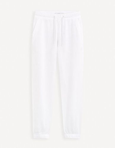 Pantalon jogger en lin - blanc - celio - Modalova