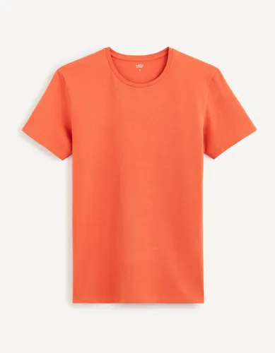 T-shirt col rond coton stretch - celio - Modalova