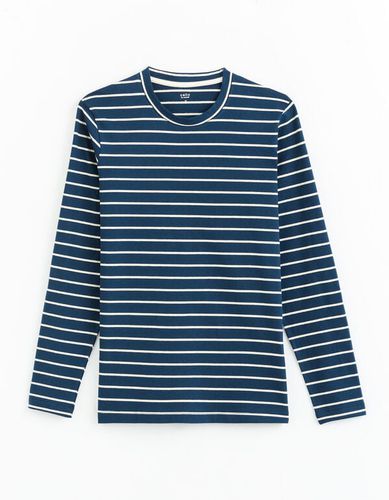 T-shirt col rond rayé - marine - celio - Modalova