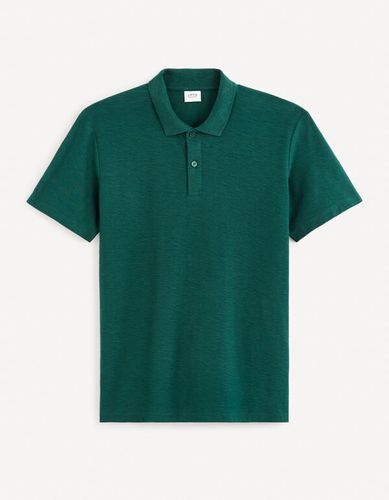 Polo jersey regular en coton - vert foncé - celio - Modalova