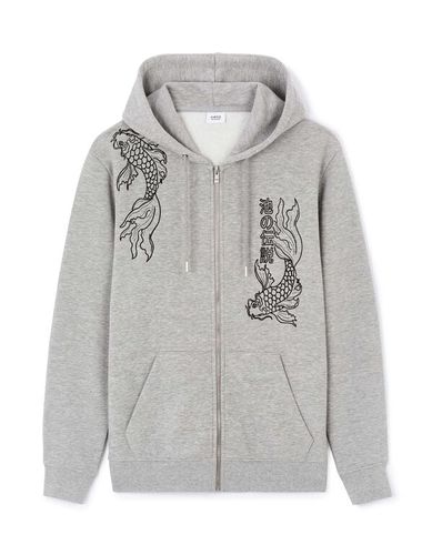 Sweat à capuche en coton mélangé - gris - celio - Modalova