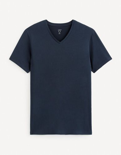 T-shirt col V slim stretch - marine - celio - Modalova